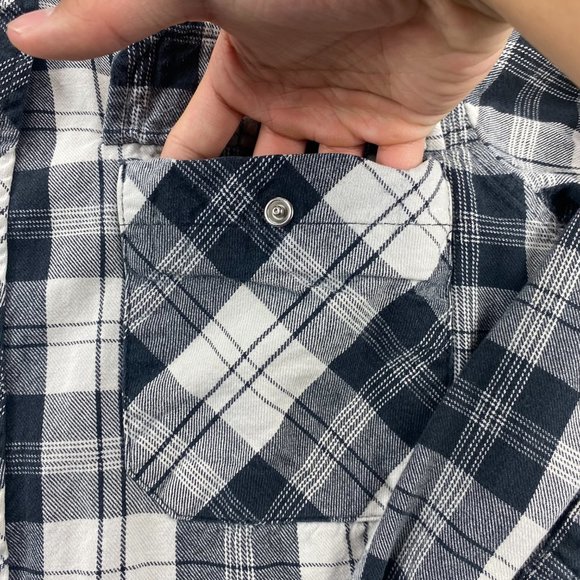 Dickies Shirt Men Small S Black White Plaid Button Up Long Sleeve Pearl Snap - Picture 5 of 11